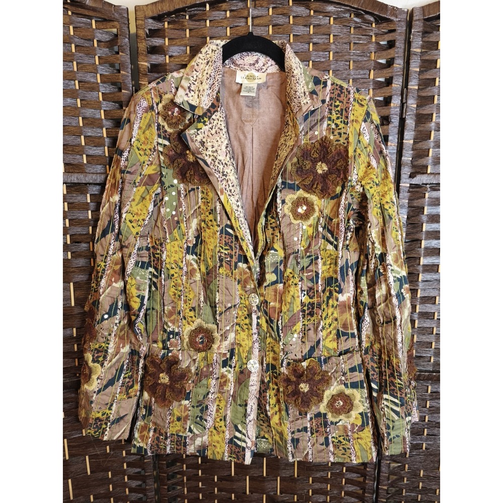 Sandy Starkman Women's Multicolor Floral Lined Rayon‎  Jacket Size Large Small